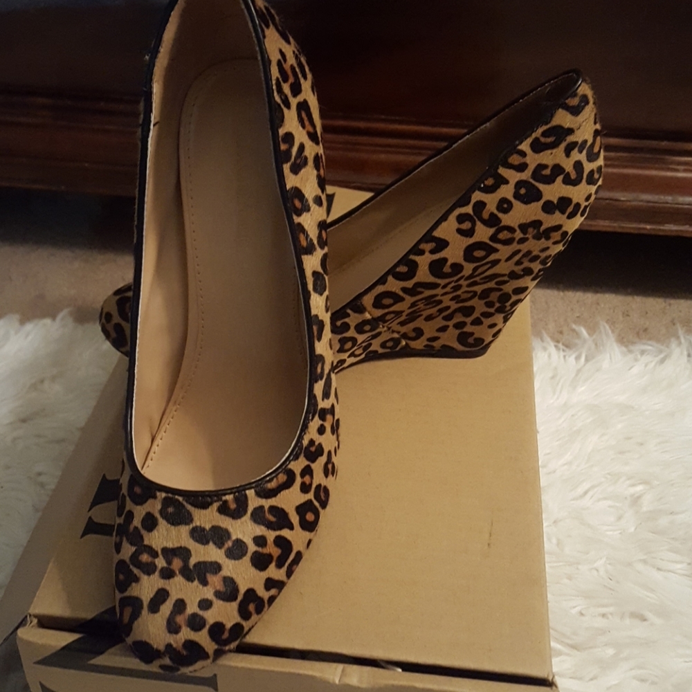 Calf Hair Leopard Wedges